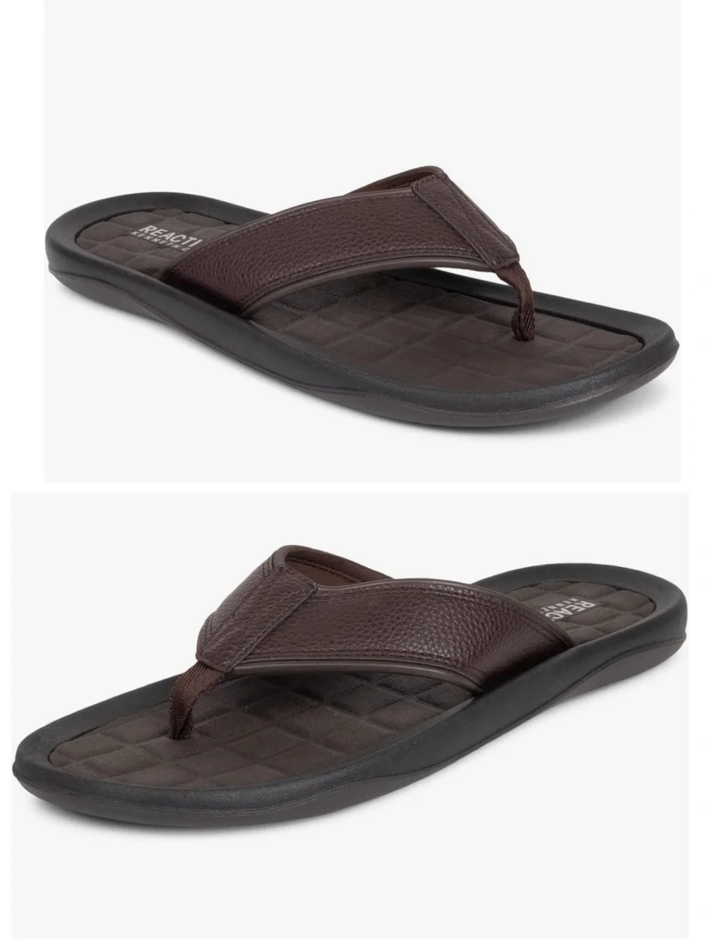 Kenneth Cole Men Quattro Sandal C Upper Easy Flip Flops Sandals Dark Brown NEW
